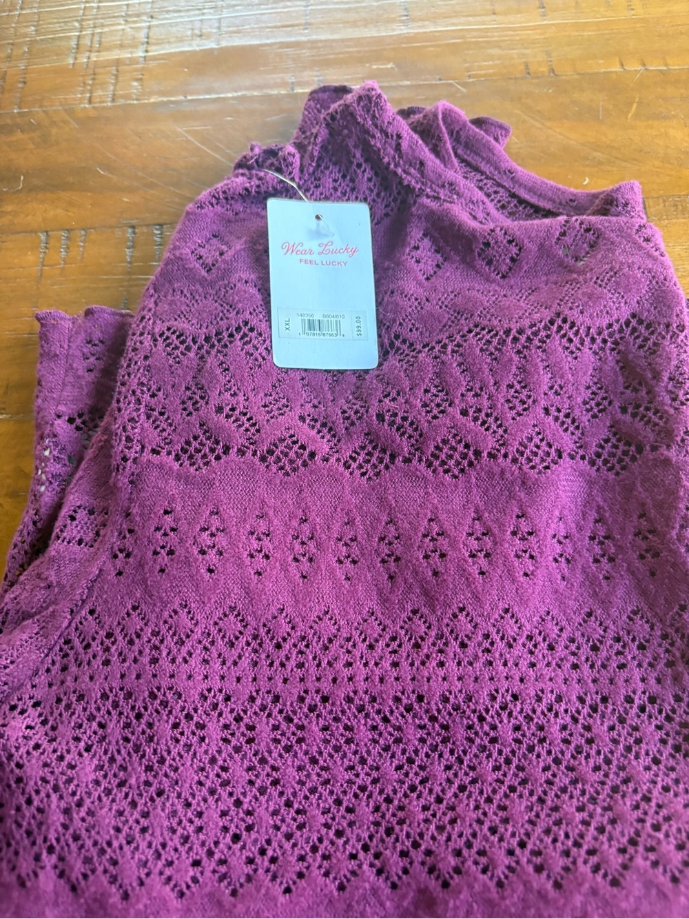 Lucky Brand Purple Open-Knit Sweater
